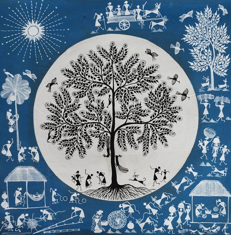 Buy Harmony beneath the Tree of Life: Warli by Dilip Bahotha
