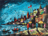 Buy Hues of the Ganges: Varanasi Ghat in Acrylic by Ashish Kumar Mishra