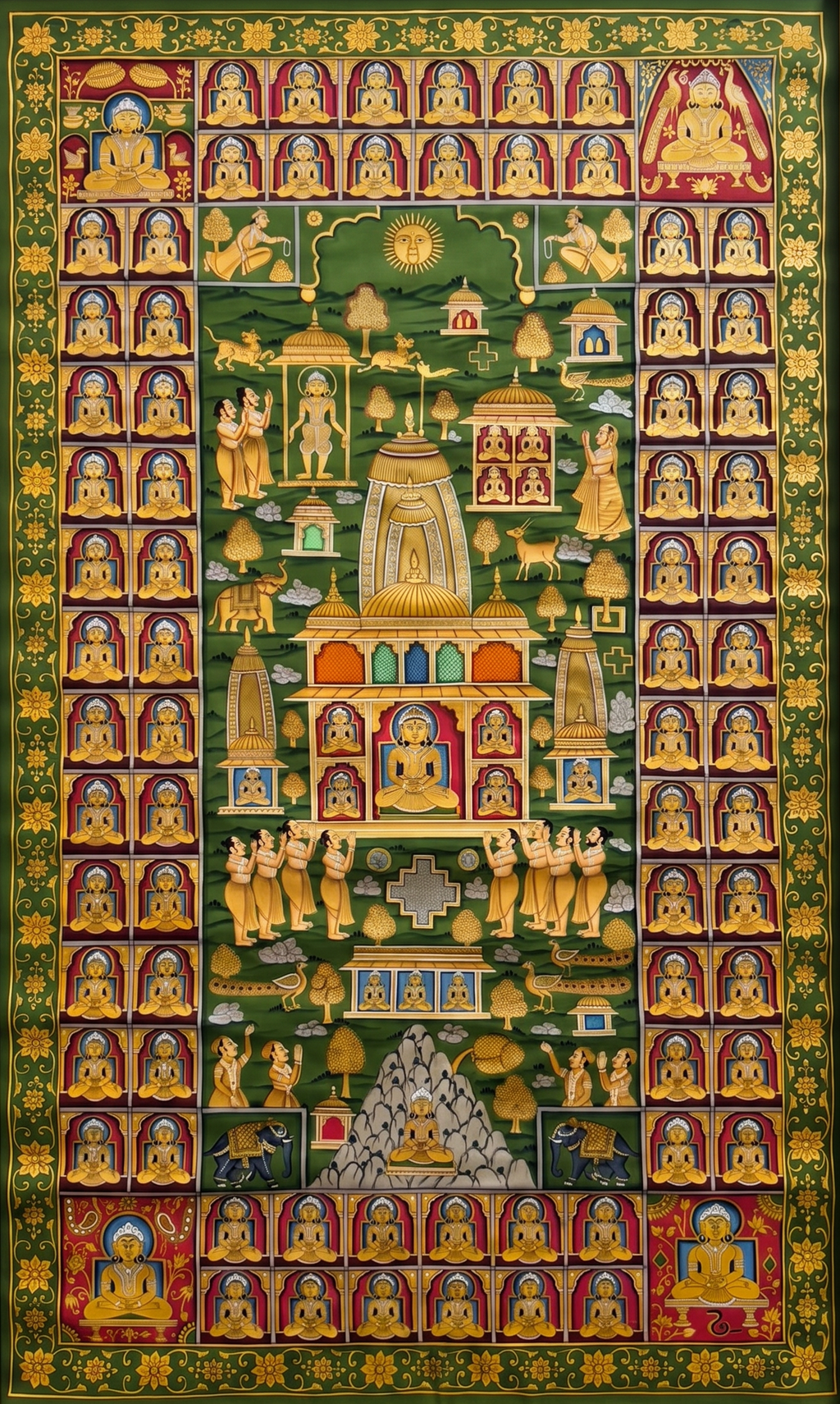 Jain Tirthapatta in Pichwai by Naveen Soni Thumbnail