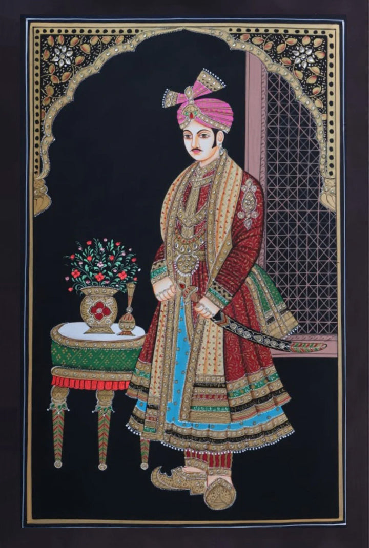 Jodhpuri Pair - Miniature Painting By Rajendra Sharma Thumbnail