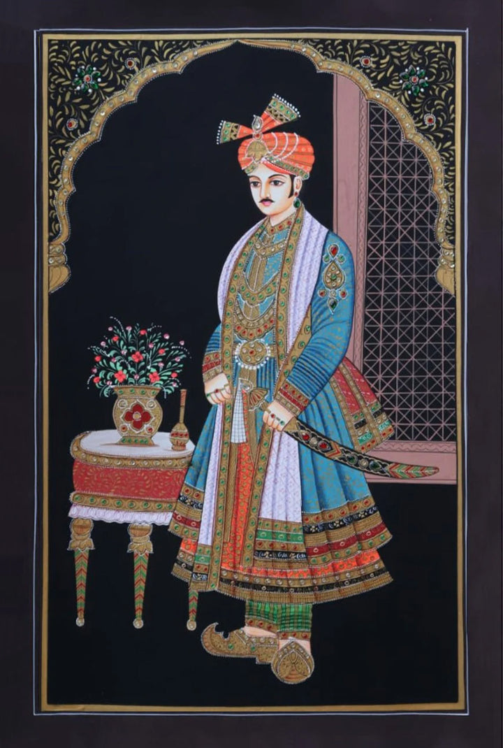 Jodhpuri Pair : Miniature Painting By Rajendra Sharma Thumbnail