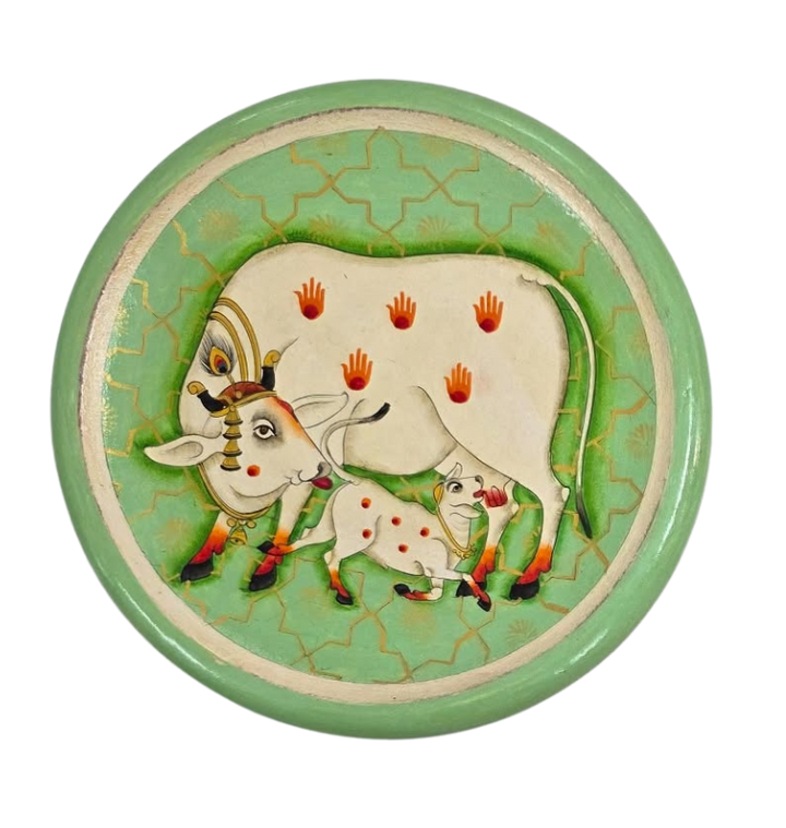 Kamadhenu in Pichwai Plates by Dinesh Soni Thumbnail