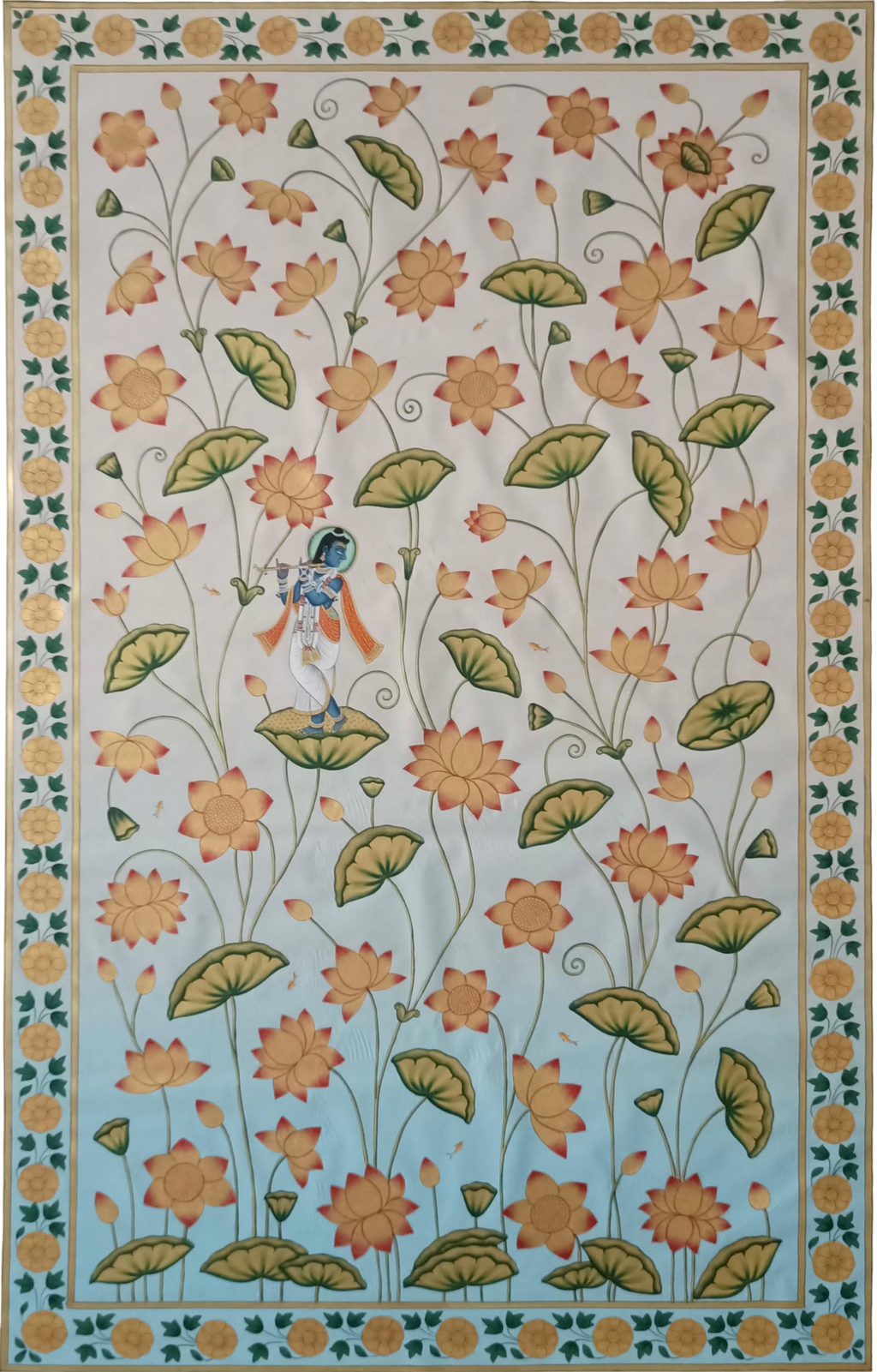 Krishna Amidst the Lotuses in Pichwai by Sushil Soni Thumbnail