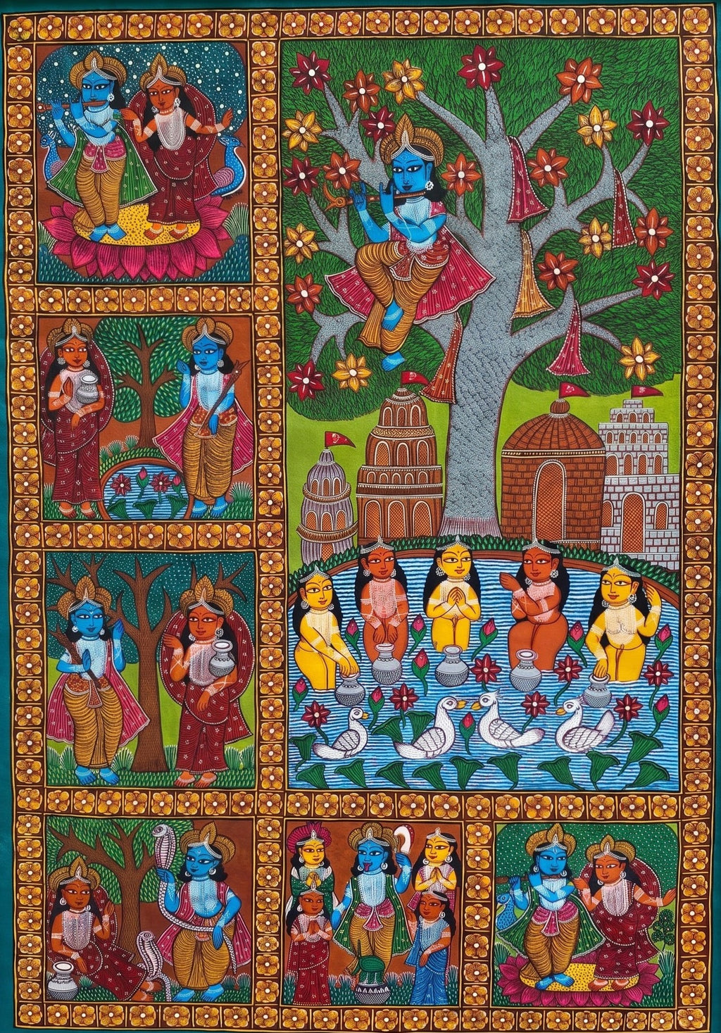 Krishna Lila in Bengal Pattachitra by Anwar Chitrakar Thumbnail