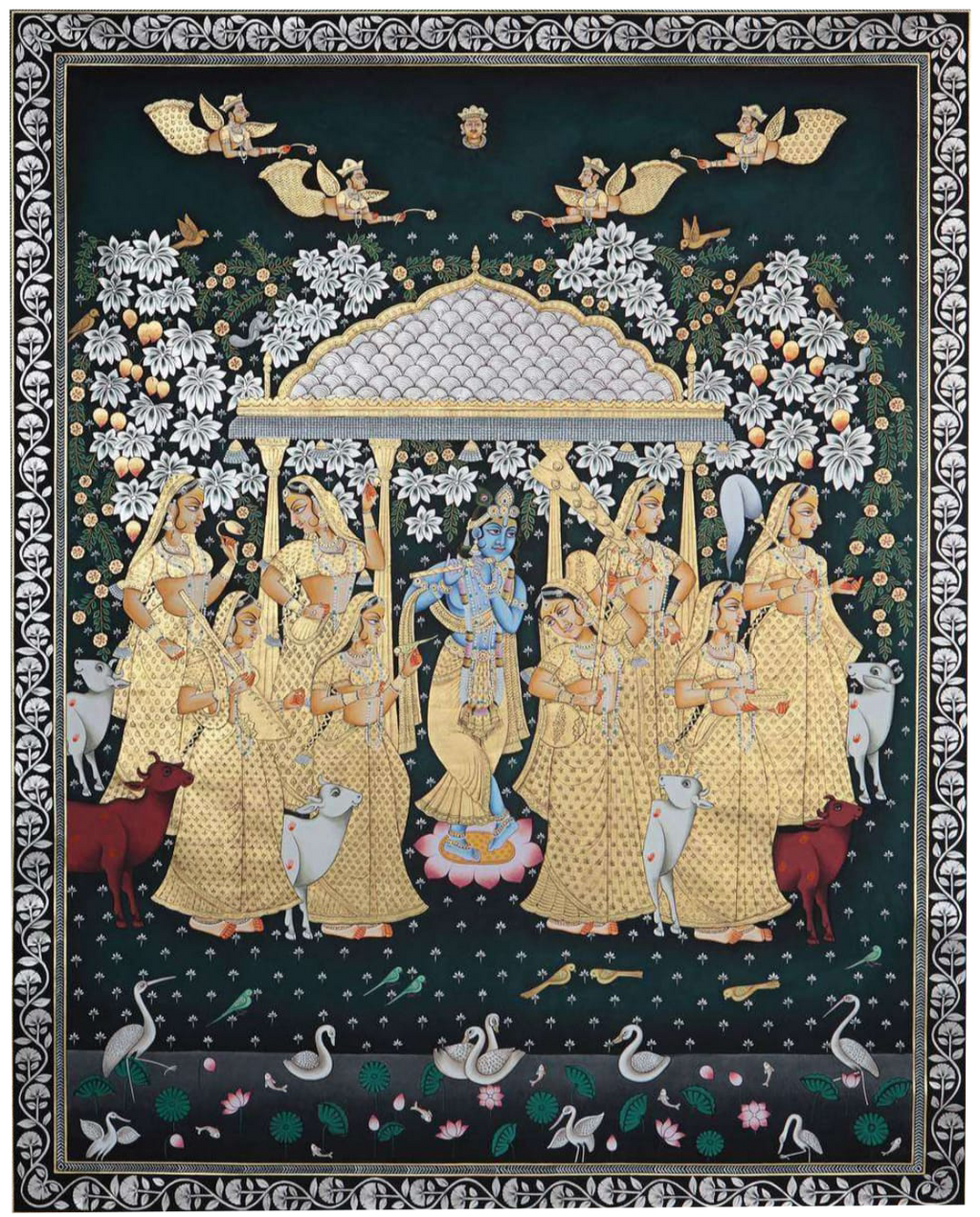 Krishna and his Beloved Gopis in Pichwai by Suresh Kumar Kumawat Thumbnail