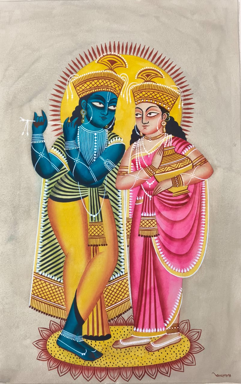 Krishna with Radha as Lakshmi in Kalighat by Anwar Chitrakar Thumbnail