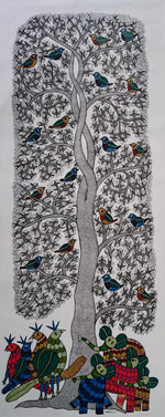 Buy Life Under the Tree: Peacocks and Elephants in Gond Art by Choti Tekam