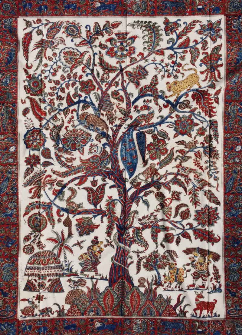 Buy Life in Village: Lush Flora and Fauna in Machlipatnam Kalamkari by Varun Kumar Pitchuka