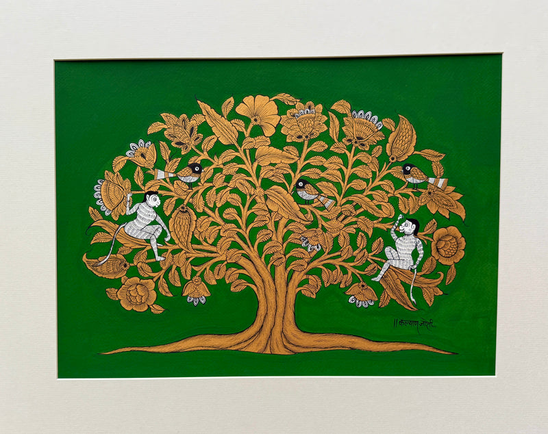 Buy Life's Canopy: Tree with Monkeys and Birds in Phad by Kalyan Joshi