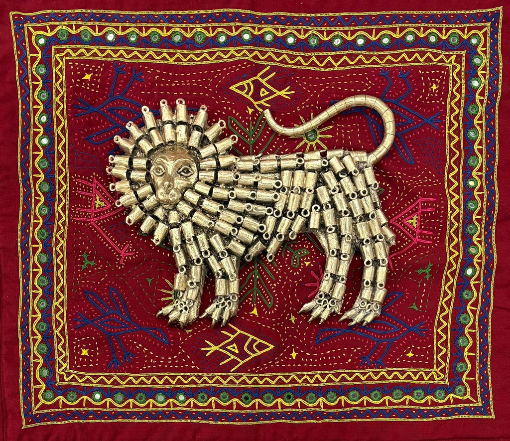 Lion in Dokra with Kutch Applique Thumbnail