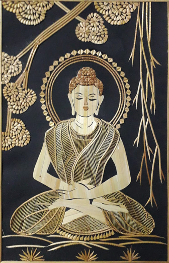 Buy Lord Buddha In Sikki Grass Artwork by Dhirendra Kumar