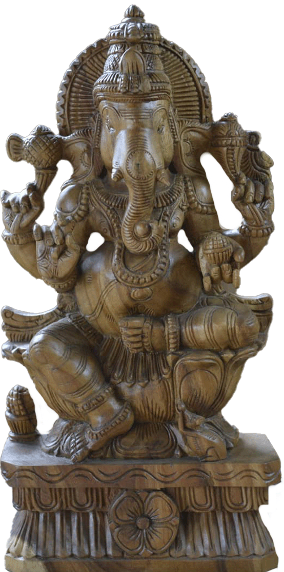 Buy Lord Ganesha: The Lord of Auspicious Beginnings in Wood carving by Shrinivasan