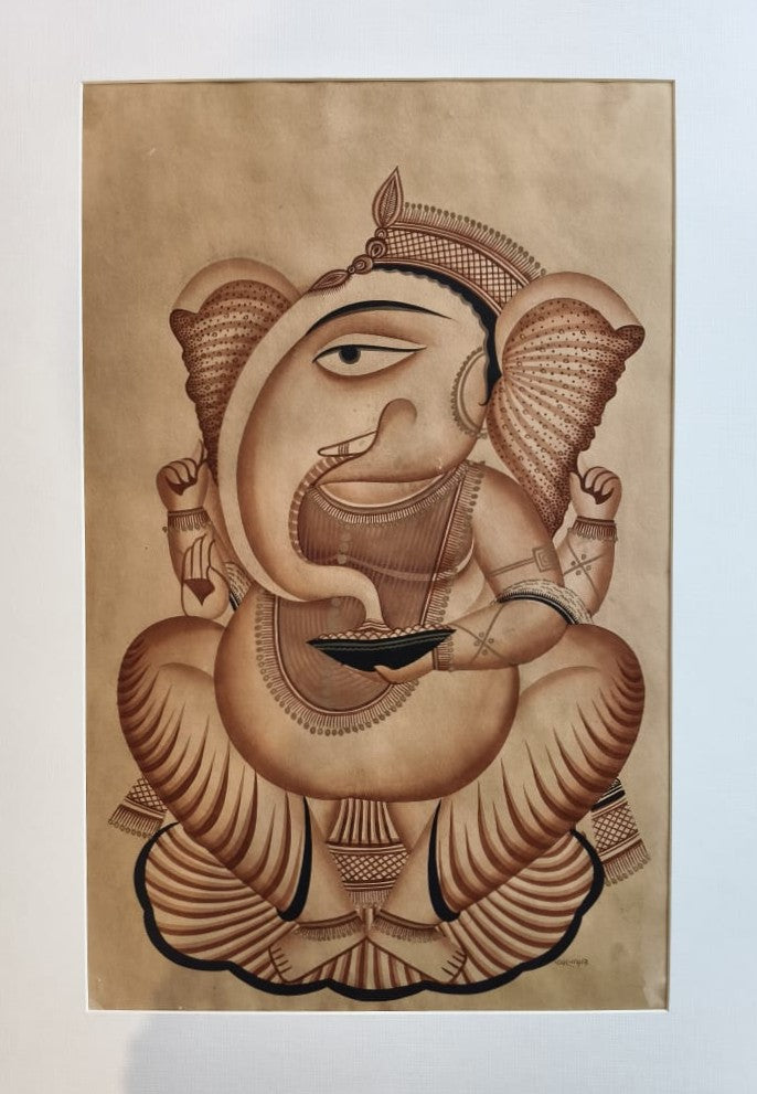 Lord Ganesha eating Laddoos in Kalighat by Anwar Chitrakar Thumbnail