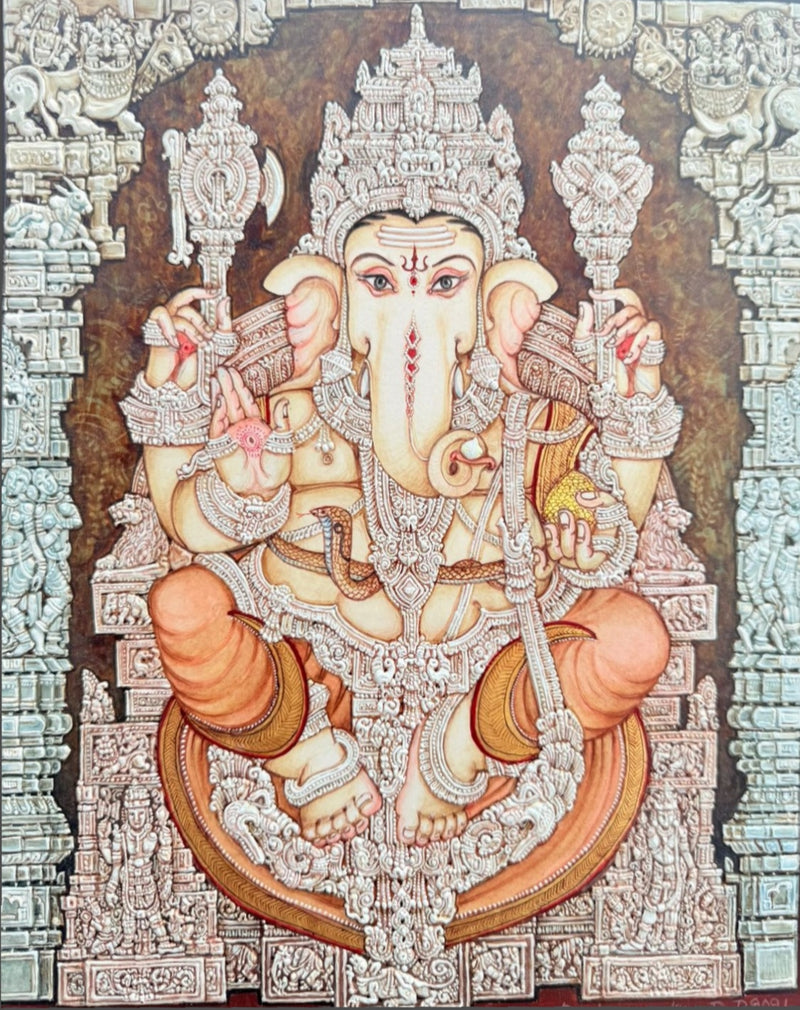 Buy Lord Ganesha's Blessings in Mysore art by Raghavendra B B