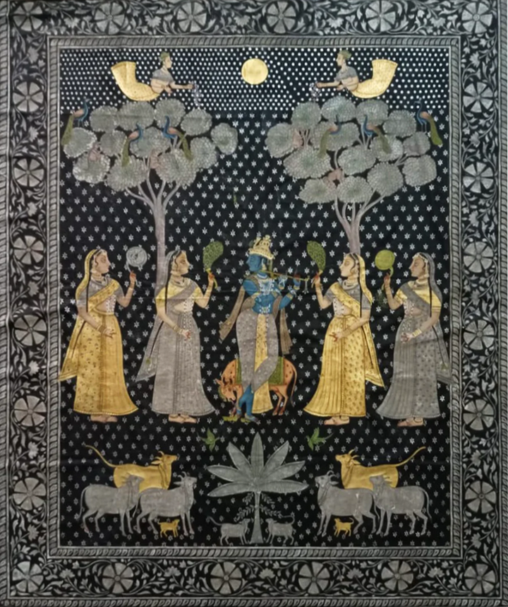 Lord Krishna and His Divine Devotees in Pichwai by Sushil Soni Thumbnail