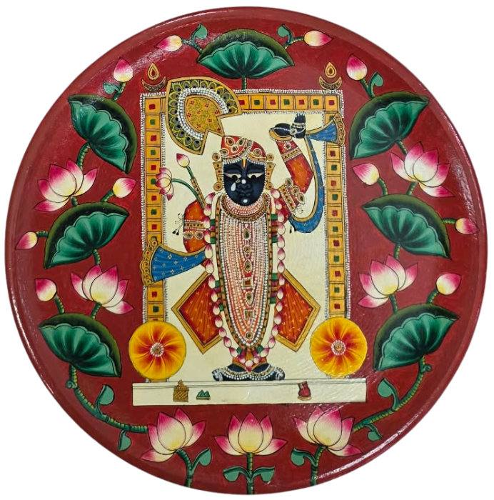 Lord Shrinathji and the Kamal Talai in Pichwai Plates by Dinesh Soni Thumbnail
