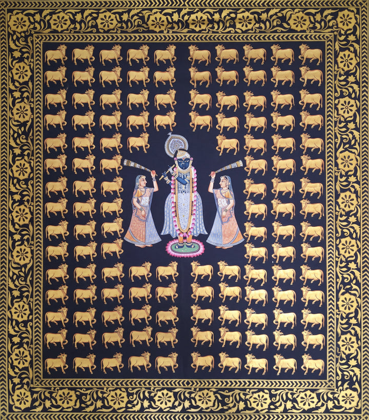 Shrinathji with Gopis in Pichwai by Dinesh Soni Thumbnail