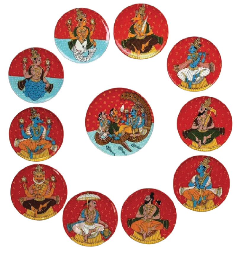Buy Lord Vishnu and the Dashavatars in Cheriyal art by D. Vinay Kumar
