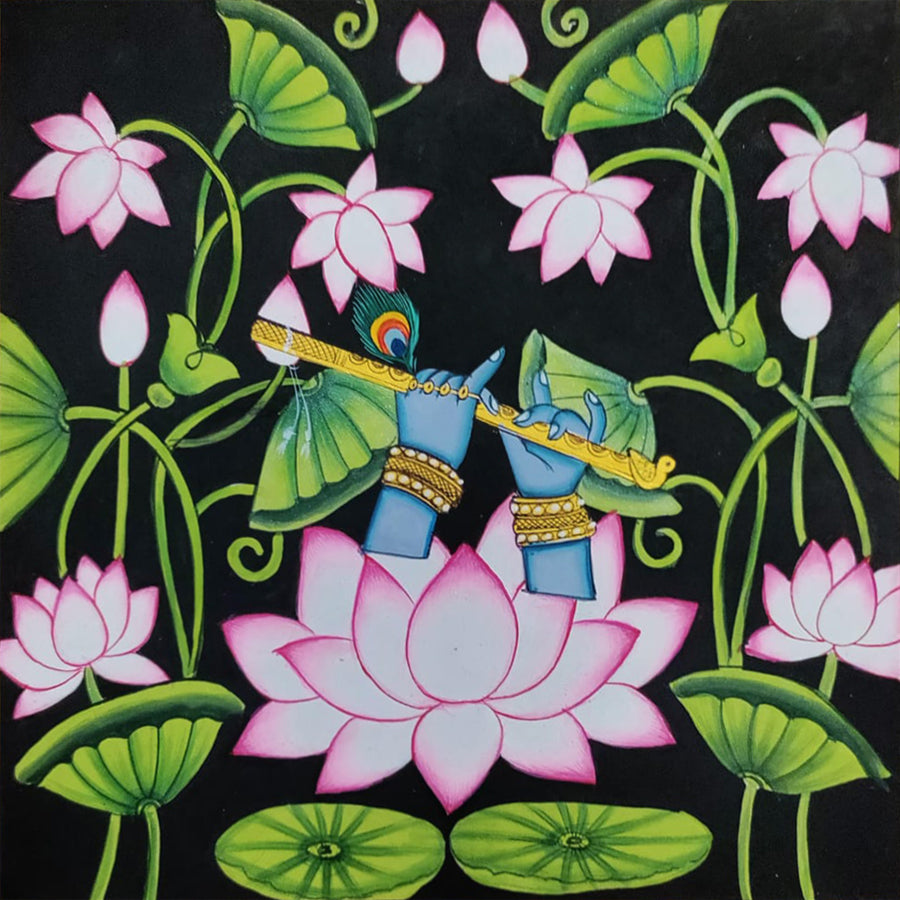 Buy Lotus Bloom Melody: Lord Krishna's Flute in Pichwai by Dinesh Soni