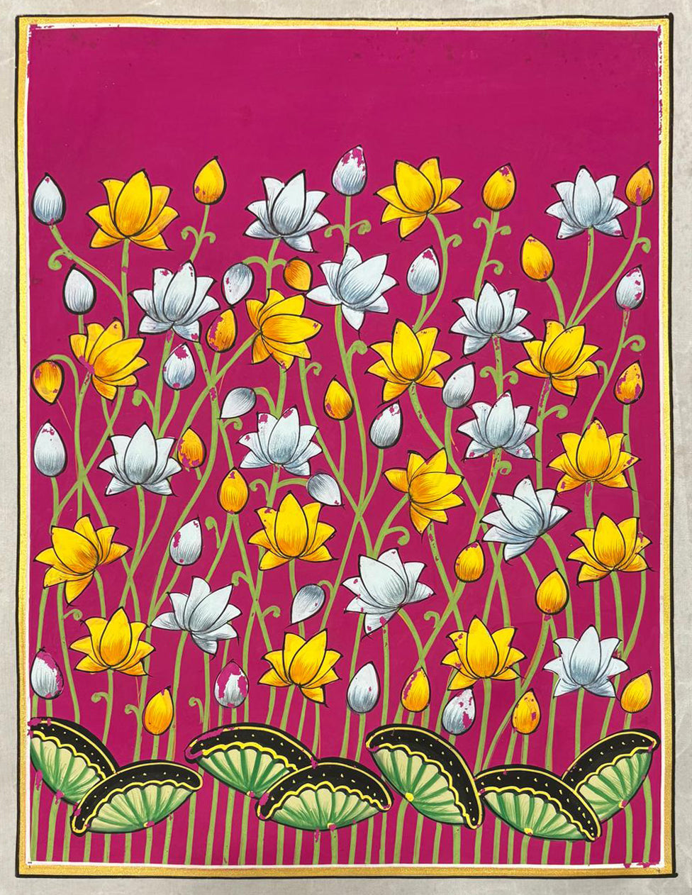 Lotus flowers in Pichwai by Naveen Soni Thumbnail