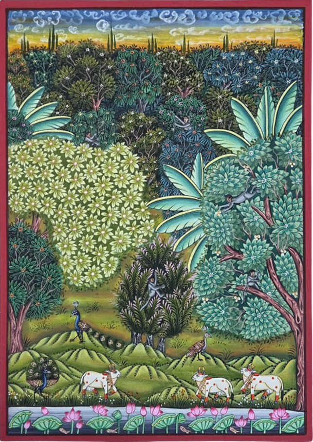 Lush Vegetation in Pichwai Painting by Shehzaad Ali Sherani Thumbnail