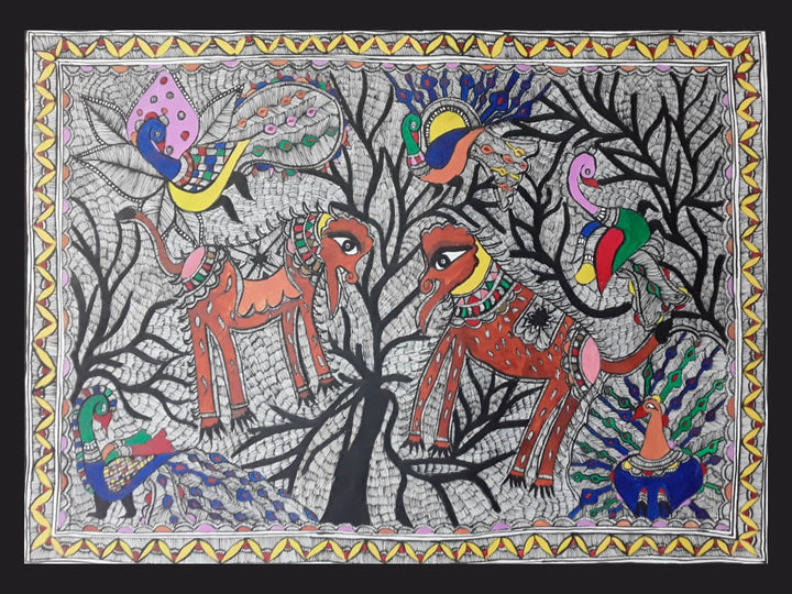The Twin Monkeys: Patterns of the Sacred Forest in Madhubani by Pratima Bharti Thumbnail