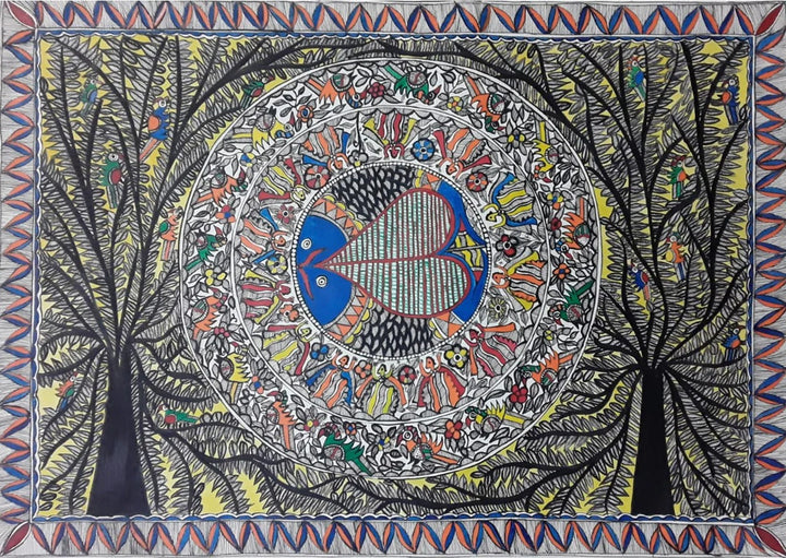 Fish, Flora and Folk: Mandala in Madhubani by Pratima Bharti Thumbnail