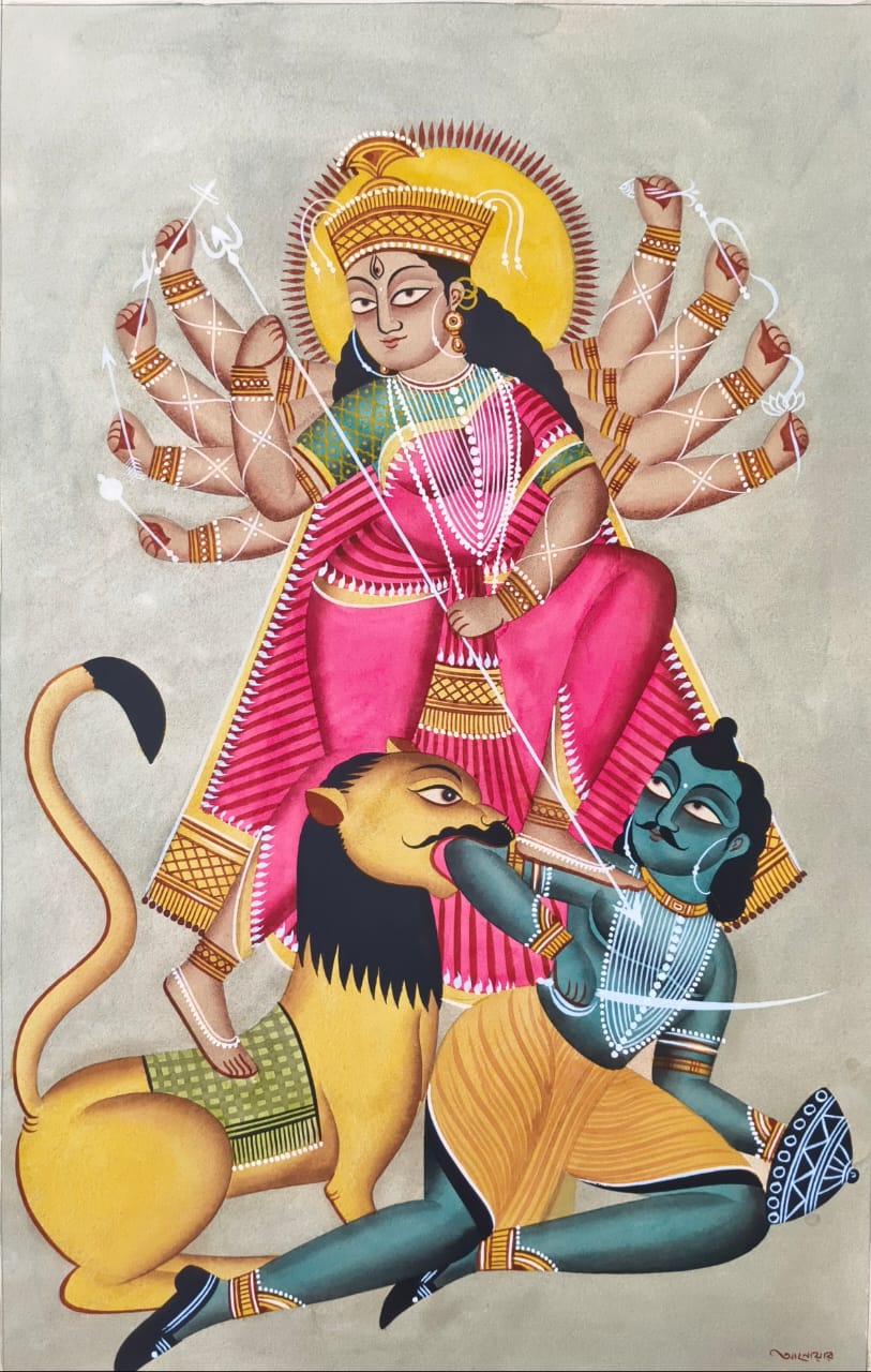 Mahishasura Mardini in Kalighat by Anwar Chitrakar Thumbnail