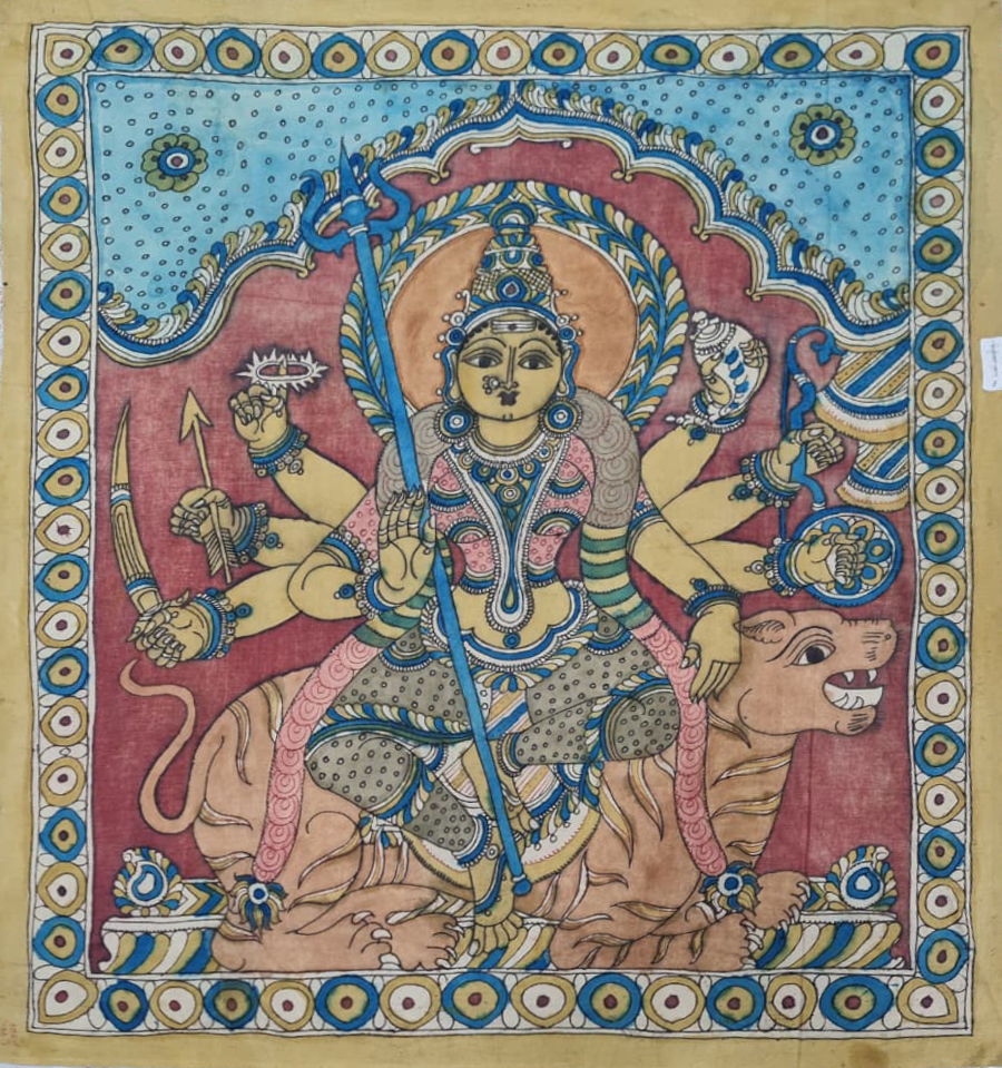 Mahishasura Mardini in Srikalahasti Kalamkari by Ghanshyam Sarode Thumbnail