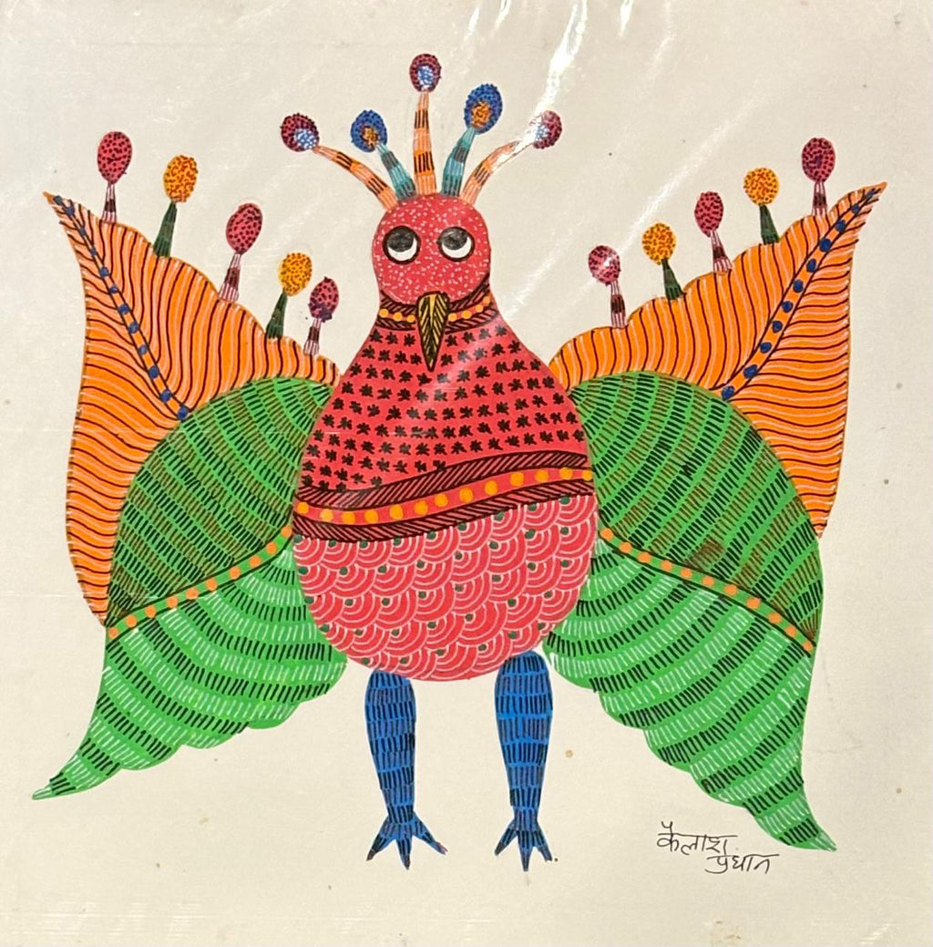 Majestic bird in Gond by Kailash Pradhan Thumbnail