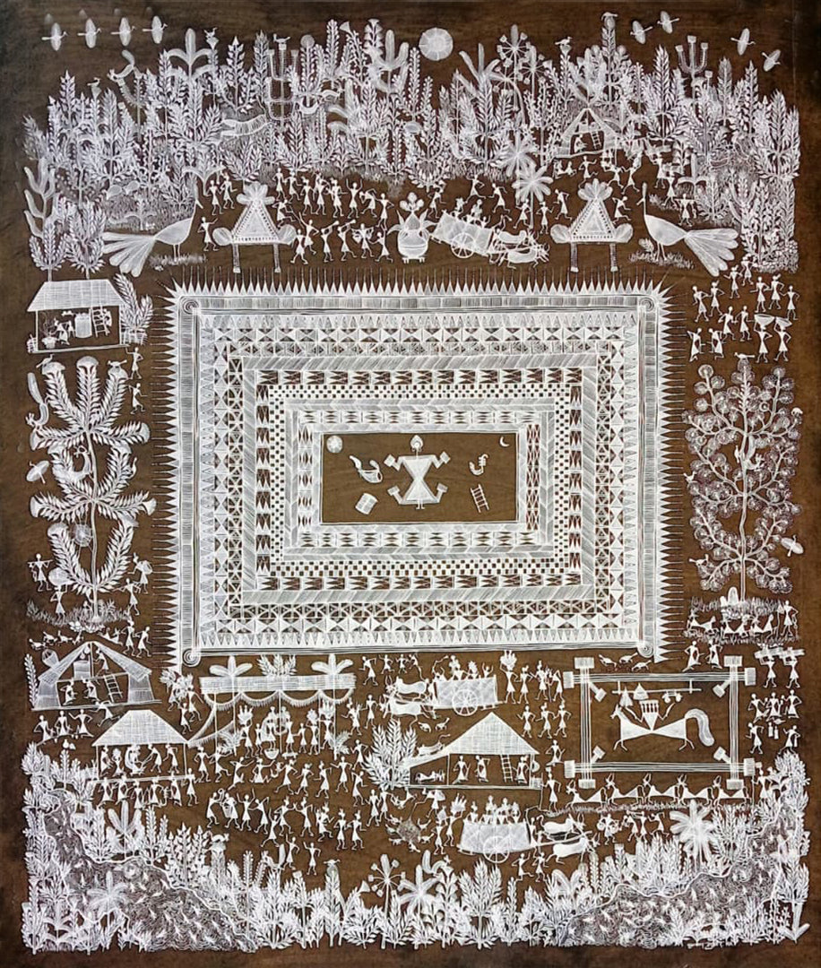 Marriage Chauk in Warli by Krushna Sadashiv Bhusare Thumbnail