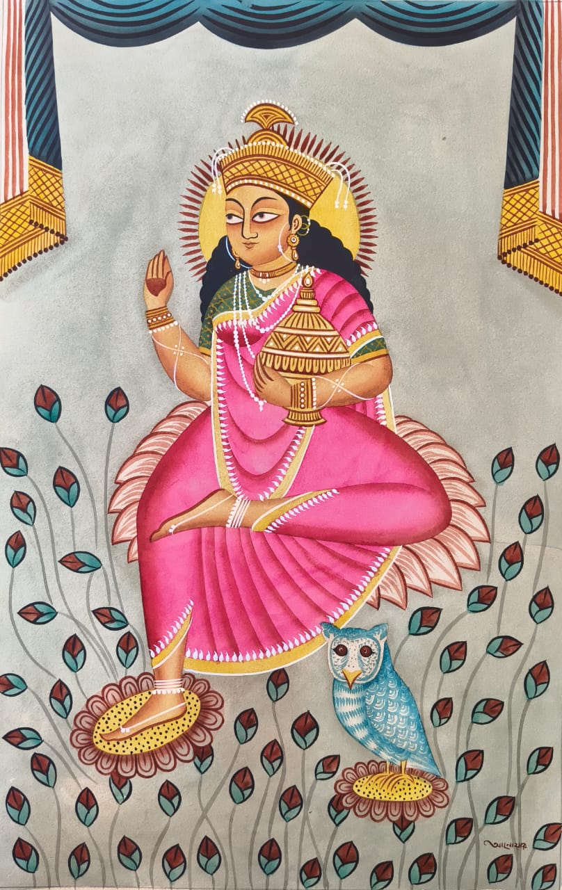 Mata Lakshmi in Kalighat by Anwar Chitrakar Thumbnail