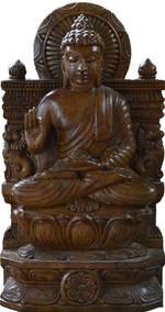 Buy Meditative Lord Buddha in Wood Carving by Shrinivasan