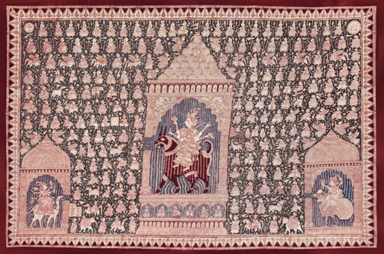 Buy Meldi Mata with Bhauchar Mata and Momai Mata in Mata ni Pachedi by Vasant Manubhai Chittara