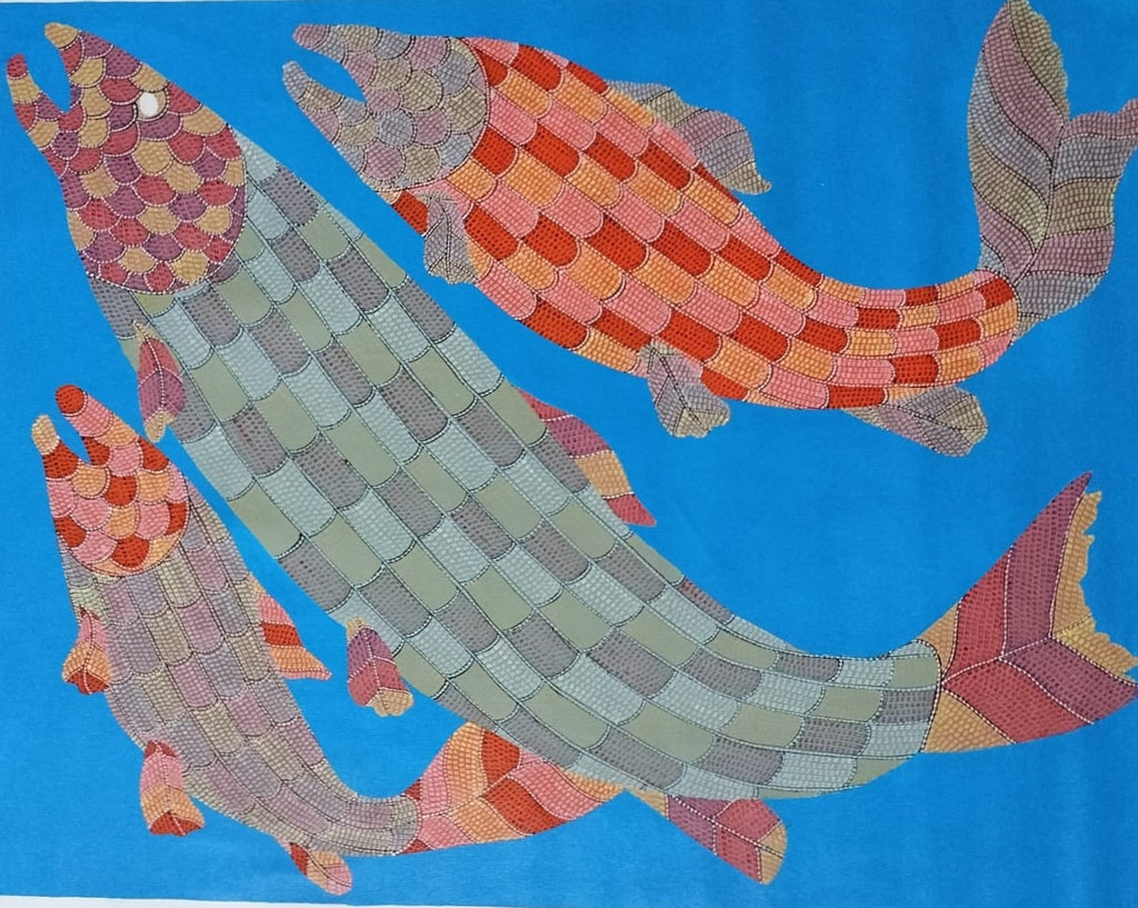 Buy Moonlit Swim in Gond by Gareeba Singh Tekam