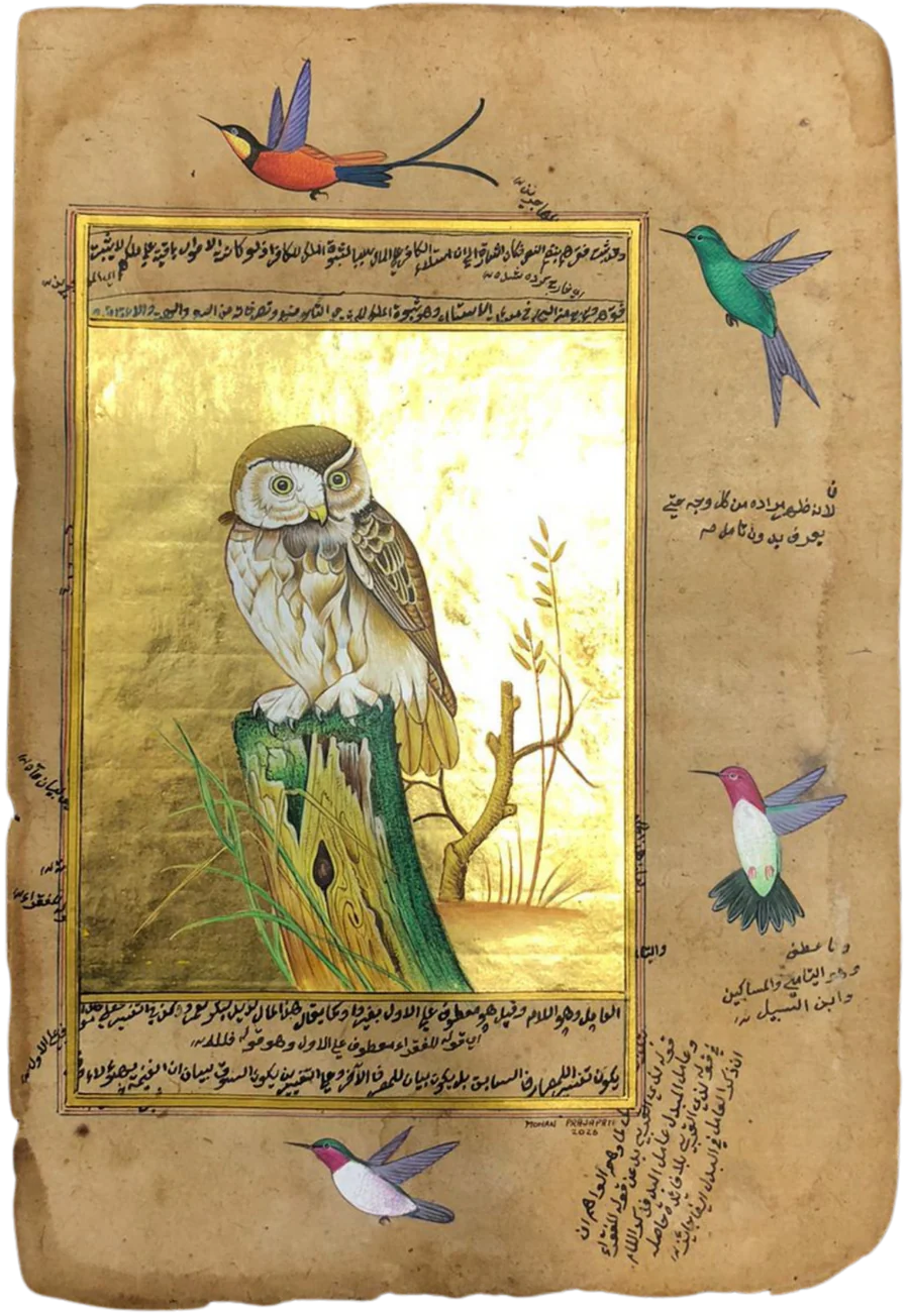 Mughal Miniature Bird Painting Set by Mohan Prajapati Thumbnail