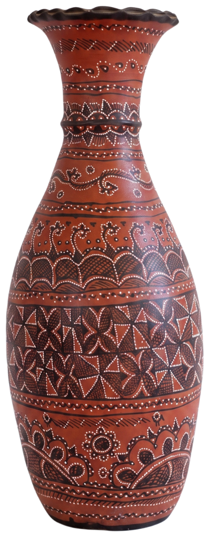 Nature Themed Flower Vase in Khavda Pottery by Abdul Kumbhar Thumbnail