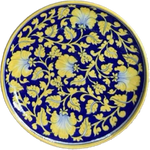 Buy Nature in Bloom: Flowers and Vines in Blue Pottery Plate by Garima Saini
