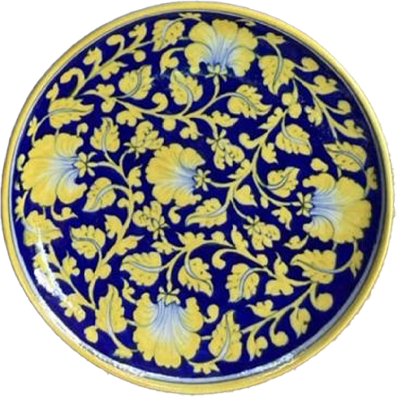 Buy Nature in Bloom: Flowers and Vines in Blue Pottery Plate by Garima Saini