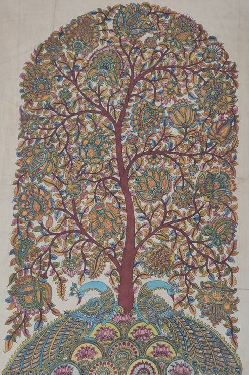 Buy Nature's Abundance: Tree of Life with Peacocks in Kalamkari by Harinath N