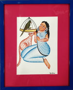 Buy Nayika (Heroine) with Bird and Animal in Kalighat by Uttam Chitrakar