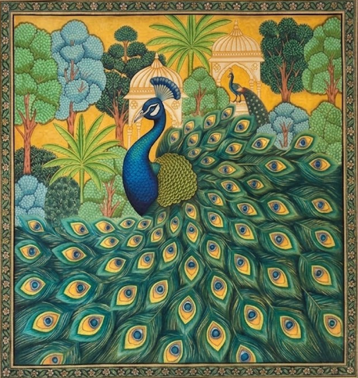 Peacock in Pichwai by Shehzaad Ali Sherani Thumbnail