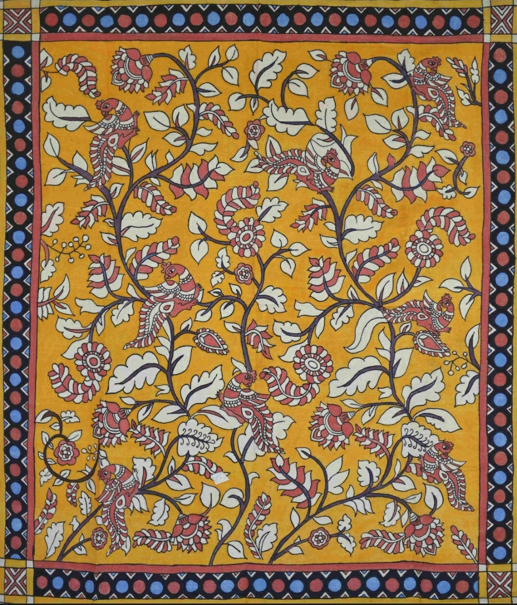 buy Peacocks Amidst Blossoms in Kalamkari by K. Lakshminarayan