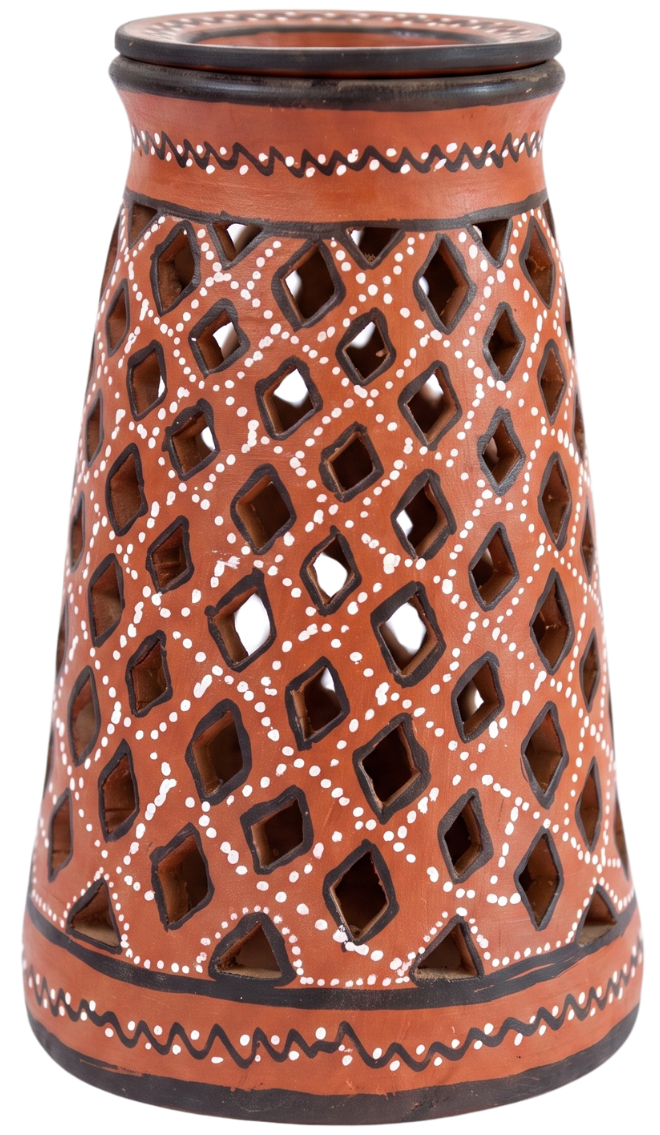 Perforated Lamp Holder in Khavda Pottery by Abdul Kumbhar Thumbnail