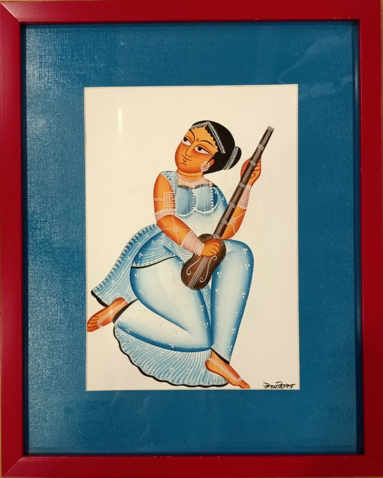 Buy Playing the Tanpura: Nayika (Heroine) in Kalighat by Uttam Chitrakar