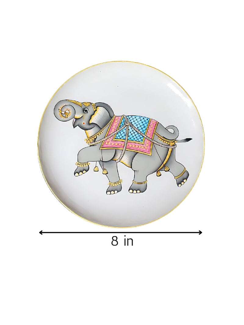 Buy  Prancing Elephant Decor Plate on White