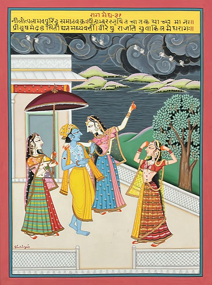 Raag Megh of Raagmala Series in Kishangarh Style of Painting by Shehzaad Ali Sherani Thumbnail