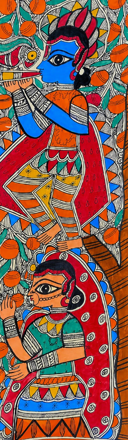 Radha Krishna in Madhubani painting in Pratima Bharti Thumbnail