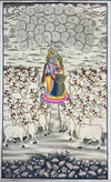 Buy Radha Krishna in Vrindavan: Pichwai Painting by Naveen Soni
