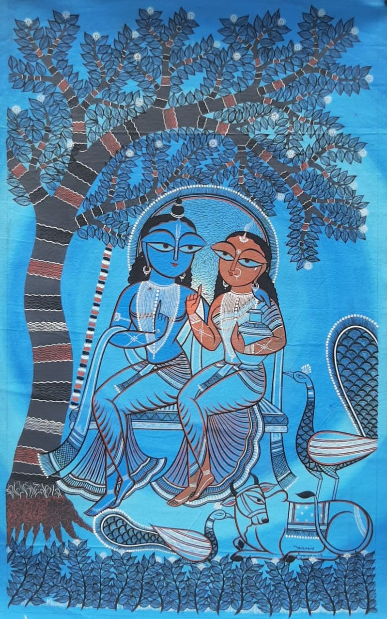 Radha Krishna on a Swing in Kalighat by Anwar Chitrakar Thumbnail